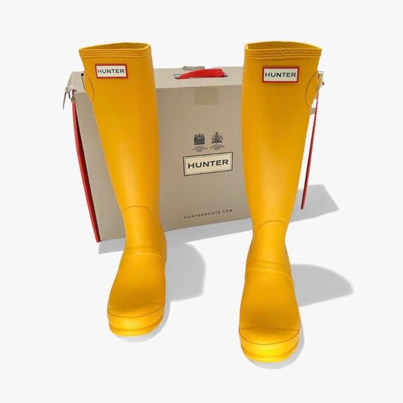 Hunter Original Tall Rain Boots Women’s 6 Yellow Waterproof Wellington Wellies - Picture 3 of 12